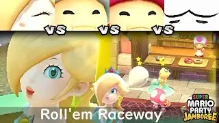 Super Mario Party Jamboree Rosalina vs Toad vs Toadette vs Boo in Roll'em Raceway