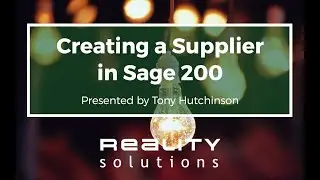 Creating a Supplier in Sage 200