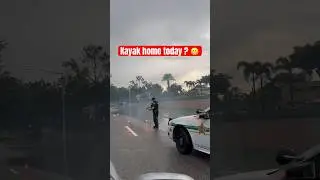 In Florida, puddles are just mini-lakes #florida #cops #beach #flood #funny #police #wow #cars #life