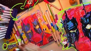 Deadpool hello kitty x DRAW WITH ME asmr acrylic arrtx markers and canvas with best boy