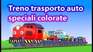 Treno trasporto auto speciali colorate  - AlexKidsTV
