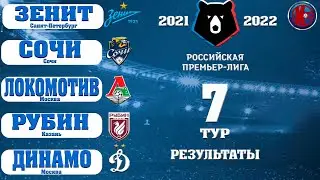 РПЛ. 7 Тур Чемпионат России. Сезон 2021/2022  7 Тур. Результаты. Расписание. Таблица