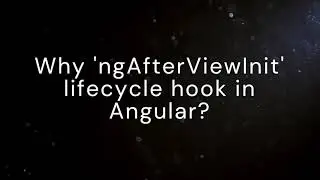 Why 'ngAfterViewInit'  lifecycle hook in angular | 