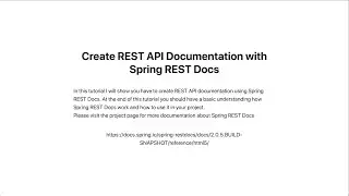 Create REST API documentation with Spring REST Docs.