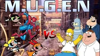 MUGEN Request 305: Spiderman, Blossom, Bubbles, Buttercup vs Homer, Peter, Bender, Stan Smith