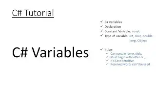 C# Tutorial - 5: C# Variables