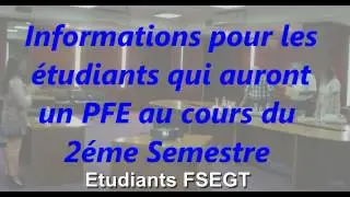 Informations pour les étudiants qui auront un PFE