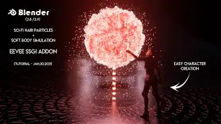 Blender | Sci-fi Particles + Soft Body Hair Simulation | EEVEE SSGI Addon | 4K PREVIEW
