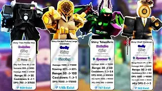 TESTEI TODOS OS GODLY E FARM SHINY SERÁ QUE VALE A PENA?! (Toilet Tower Defense Partner/Sandbox)