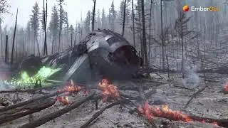 EmberGen - Alien ship crash wreckage in forest fire