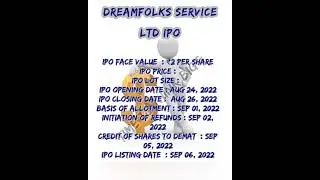 DreamFolks service ltd IPO !! New ipo !!
