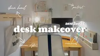 aesthetic desk makeover 🖥️, korean style & Pinterest🌷cozy pastel setup, ikea haul, ☁️📦