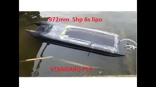 worlds biggest rc 3d printed mystic c5000 boat 6s x445 prop  3rd run work in progress