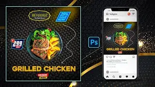 Grilled chicken social media post in photoshop | chicken poster design & social media poster design