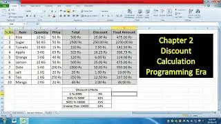 Chapter 2 -  Discount Calculation on Total Bill in Excel | Programming Era