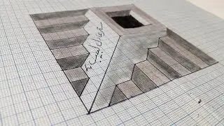 How to draw 3d art on paper easy step by step