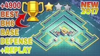 COC +4900!!(BH6) ⚔ Builder Hall 6 Base  W/ FULL PROOF ANTI 1 STAR Trophy Base With Replay 2017