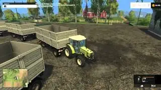 Farming Simulator 2015 как зацепить много прицепов. за 5 минут.