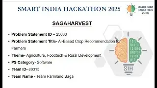 SAGAHARVEST – AI-Based Crop Recommendation for Farmers - SIH 2025 | Prototype - 2.28 secs