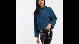 Vinyl leggings and blue hoodie