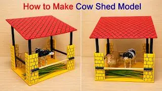 how to make cow shed model for school project - diy | DIY pandit