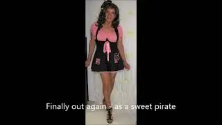 Crossdresser Halloween dance as a sweet sexy pirate