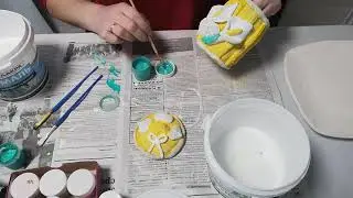 Лепка из солёного теста. 4. Лепка набора для сахара. Окрашивание