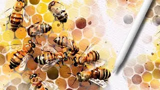 Watercolor Honey Makers | Bee Swarm | Procreate