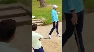 How Poulter approaches a plugged and long bunker shot! 🤯