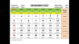 kalender bulan desember 2022