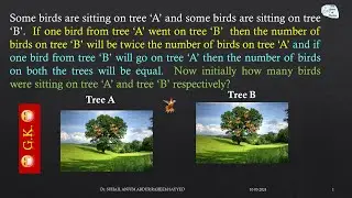 How many birds were sitting on the tree ‘A’ and tree ‘B’ respectively?