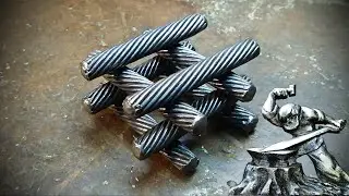Forged cable  Mosaic damask steel from the cable  making a blade
