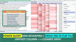 Excel Power Query Tutorial - (Case Study) | Cross Tab vs Flat file | Data Reshaping for Data Analyst