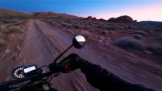 POV Sunset Ride in the Mojave Desert | Moto ASMR | Triumph Scrambler 400 X | Silent Vlog