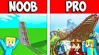 Ich CHEATE mit UKRIS PRO SCHWESTER in einer RIESEN ACHTERBAHN BAU CHALLENGE in Minecraft!