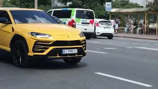 Желтая Lamborghini Urus на дорогах Киева в хорошем качестве