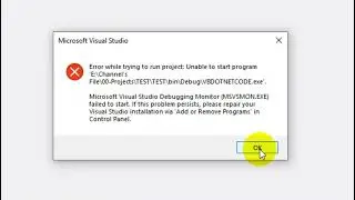 Error while trying to run project: Unable to start program VB.NET