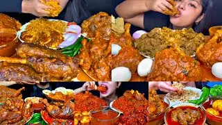 ASMR EATING SPICY CHICKEN CURRY, MUTTON CURRY, BIRYANI | BEST INDIAN FOOD MUKBANG |Foodie India|