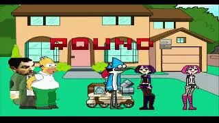 MUGEN Fight - Homer Simpson, Mr. Bean, Mordecai, and Angry Birds Tank vs. 4x Gwen