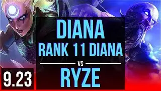 DIANA vs RYZE (TOP) | 2.0M mastery points, Rank 11 Diana, 1600+ games | EUW Grandmaster | v9.23