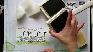 Mirror image and sponging cardmaking Techniques  / Wetlands Stamp set by Stampin' Up!