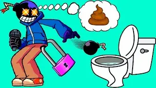 The WHITTY's tummy doesn't work. He blew up the toilet. Friday Night Funkin animation