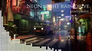 Neon night rain drive - synthwave