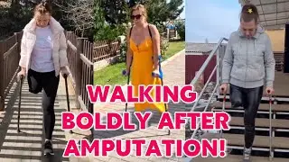 Amputee lady adaptive crutches user: life after amputation mastering walking