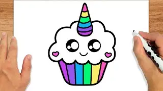 COMO DESENHAR UM CUPCAKE DE UNICÓRNIO KAWAII
