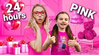 I Used Only PINK Colour For 24 Hours CHALLENGE 💖 Polina Fun