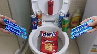 CHIPSY  VS Cola Zero, Fanta, Mirinda, Pepsi, Schweppes and Mentos in the toilet