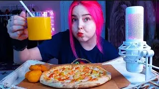 ответы на вопросы/пицца с креветками и ананасами мукбанг/mukbang еда на камеру