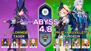 C0 Emilie + C0 Neuvillette Burgeon & C0 Clorinde Taser | Spiral Abyss 4.8 | Genshin Impact