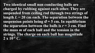 Two identical small non conducting balls are charged by rubbing against each other. They are suspend